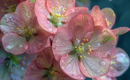 pink green flowers